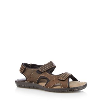 Red Tape Brown leather rip tape sandals